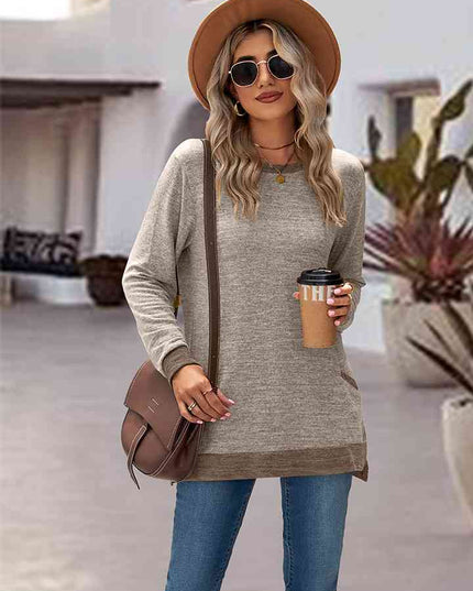 Round Neck Long Sleeve Blouse