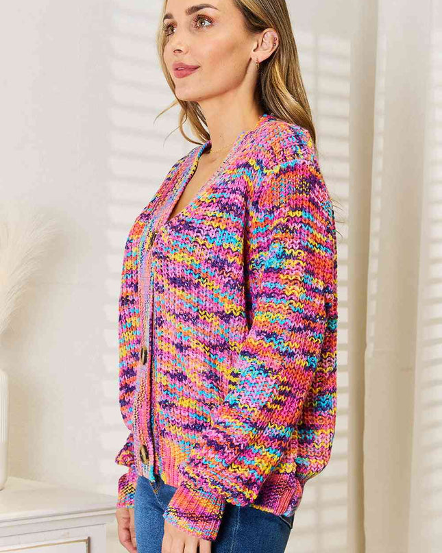 Woven Right V-Neck Long Sleeve Cardigan