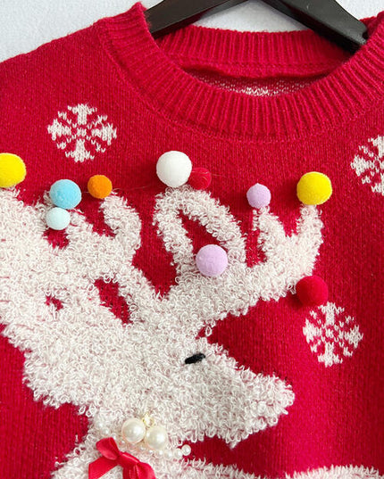 Pearl Detail Round Neck Long Sleeve Sweater