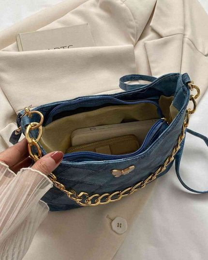 Butterfly Decor PU Leather Shoulder Bag