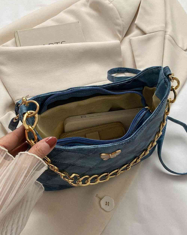 Butterfly Decor PU Leather Shoulder Bag