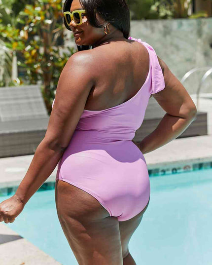 Marina West Swim Vacay Mode One Shoulder Swimsuit in Carnation Pink