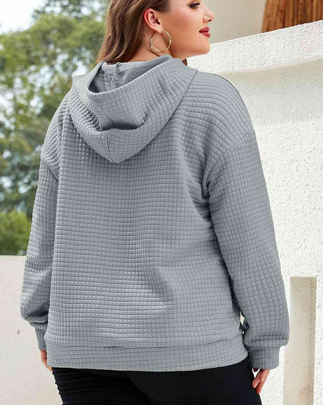 Plus Size Front Pocket Long Sleeve Hoodie