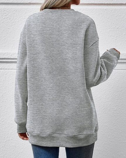 Letter Graphic Round Neck Long Sleeve Sweatshirt