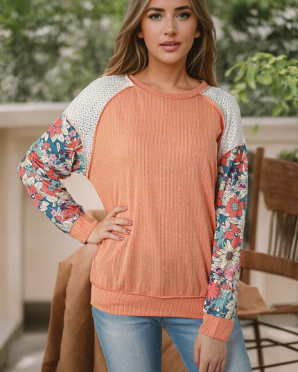 Exposed Seam Round Neck Blouse