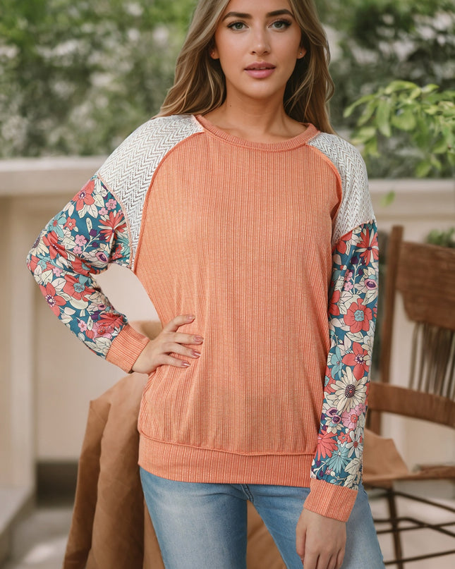 Exposed Seam Round Neck Blouse