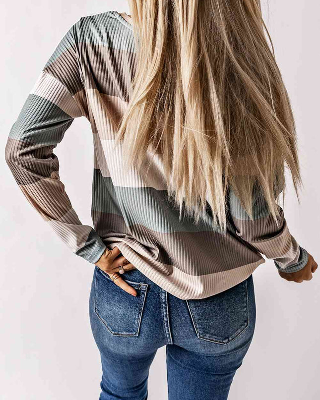 Wide Stripe Top with Pocket