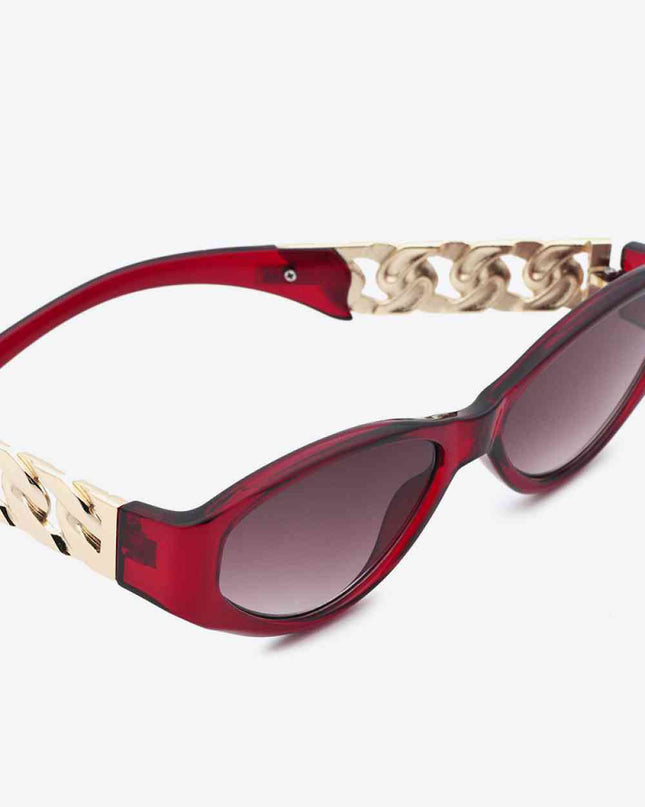 Chain Detail Temple Cat Eye Sunglasses