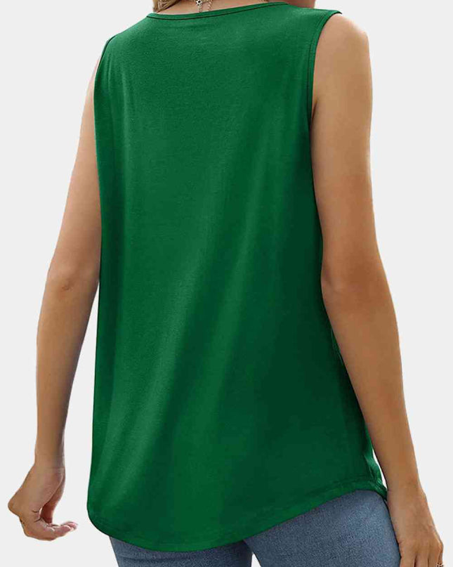 Square Neck Pleated Detail Tank