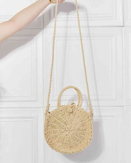 Justin Taylor Feeling Cute Rounded Rattan Handbag in Ivory