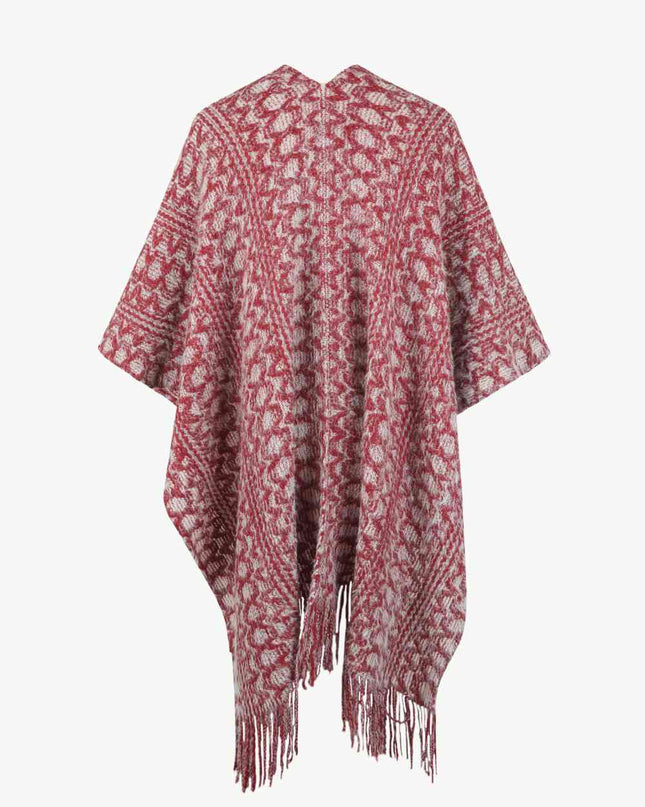 Open Front Fringe Hem Poncho