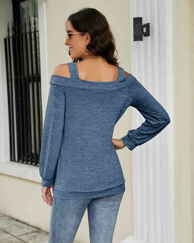 Cold Shoulder Cutout Square Neck Blouse