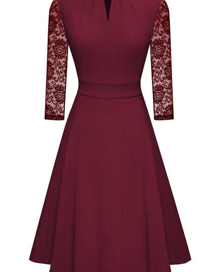 Round Neck Three-Quater Sleeve Cutout Dress