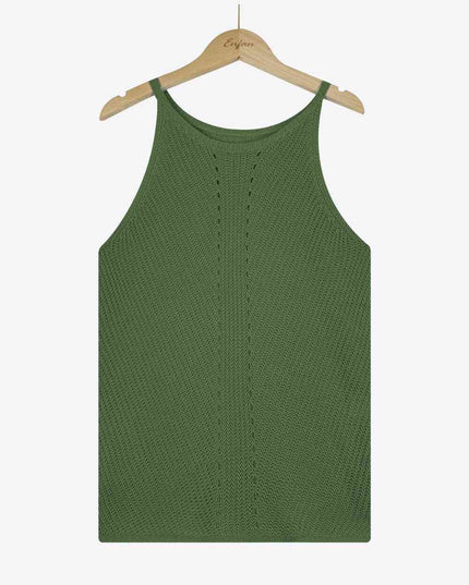 Openwork Grecian Neck Knit Tank Top