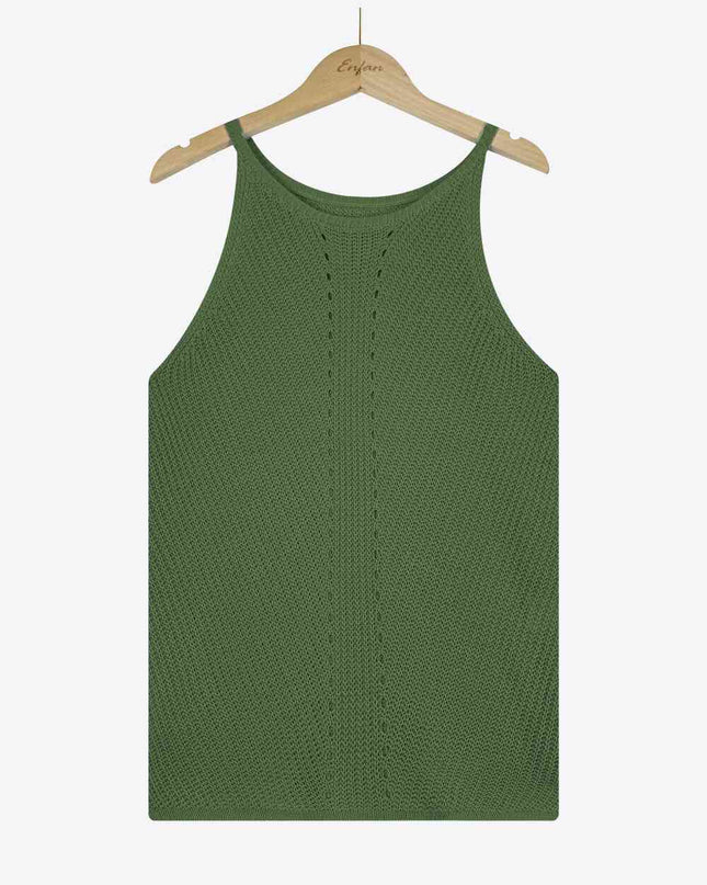 Openwork Grecian Neck Knit Tank Top