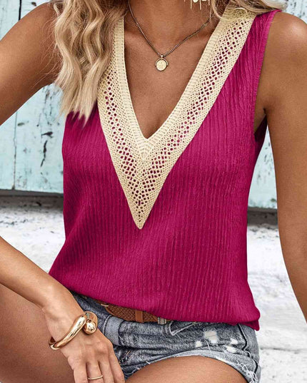 Textured V-Neck Tank Top