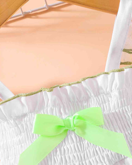 Embroidered  Square Neck Smocked Dress