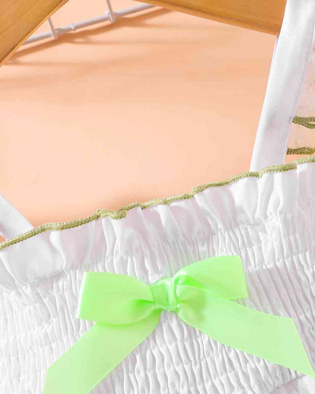 Embroidered  Square Neck Smocked Dress