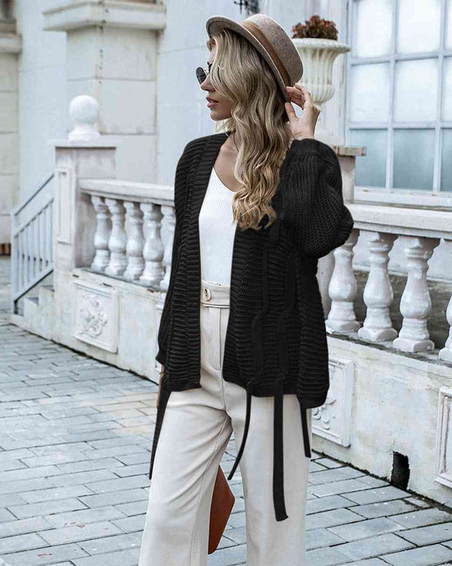 Open Front Strap Detail Cardigan