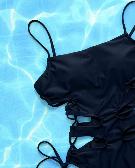 Cutout Lace-Up Spaghetti Strap One-Piece Swimsuit