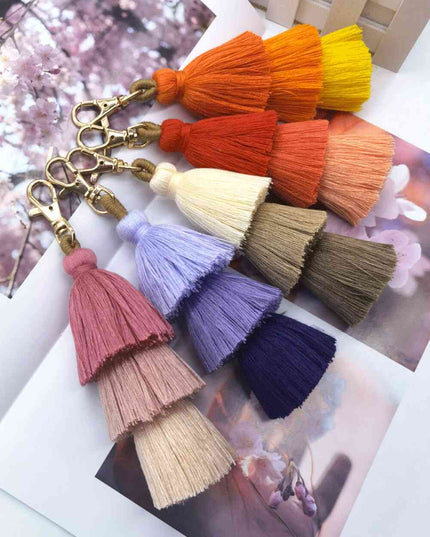 Assorted 4-Pack Multicolored Fringe Keychain