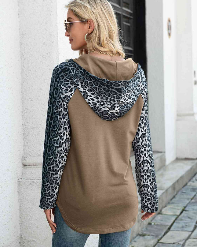 Leopard Raglan Sleeve Hoodie