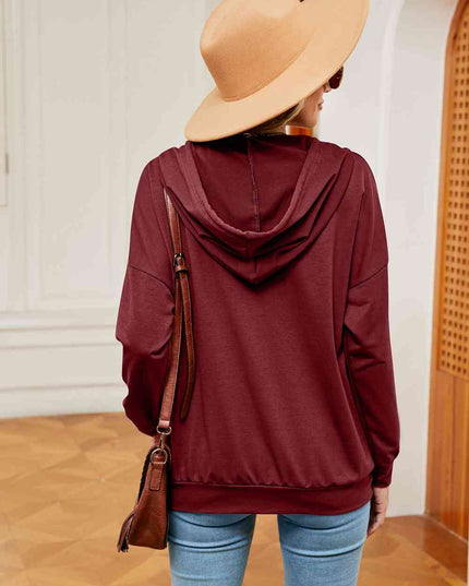 Quarter-Snap Drawstring Hoodie