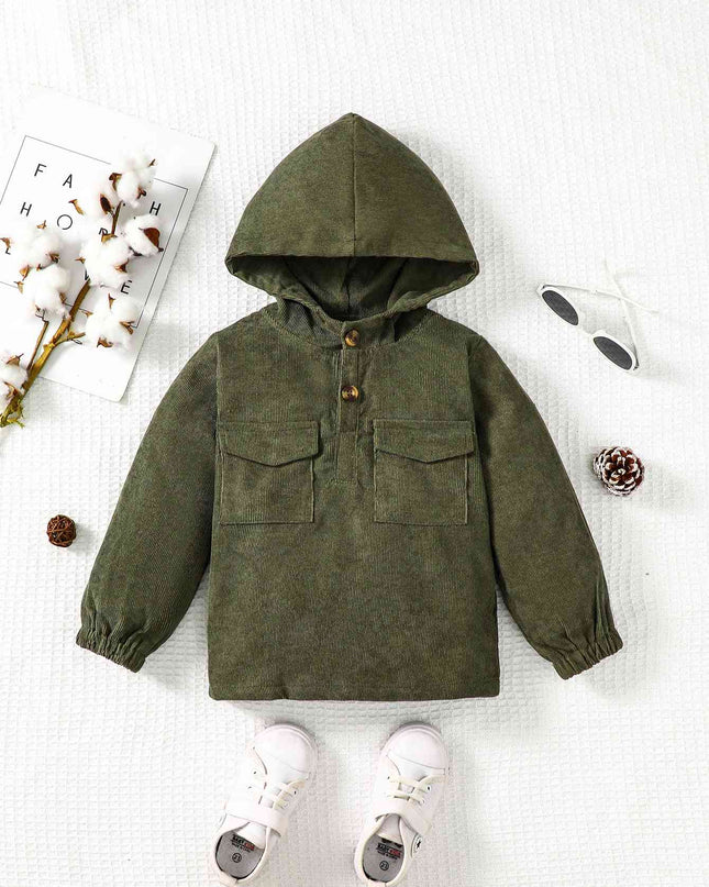 Buttoned Hoodie with Pockets