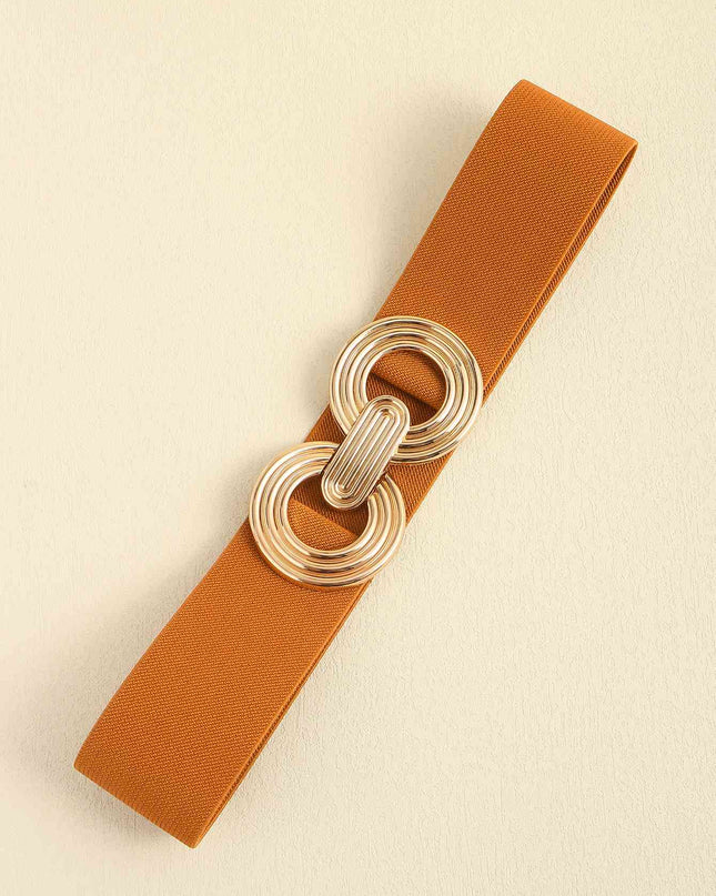 Geometric Buckle Elastic Wide Belt