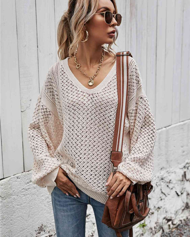 V-Neck Dropped Shoulder Sweater