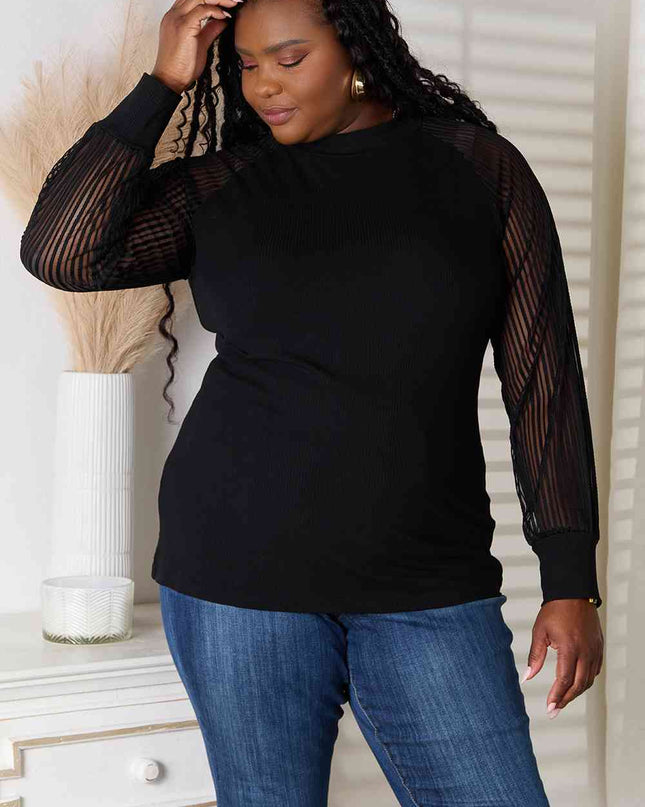 Double Take Round Neck Raglan Sleeve Blouse