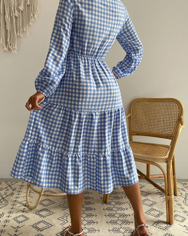 Plaid Cutout Twist Front Midi Dress