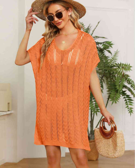 Openwork Side Slit Knit Dress