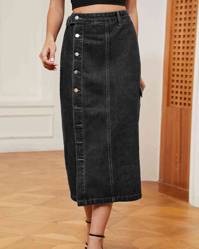 Button Down Denim Skirt
