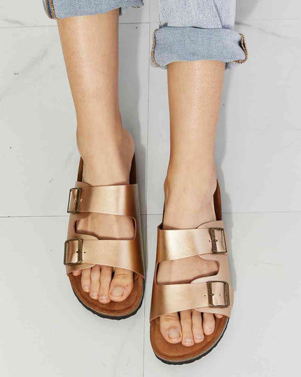 MMShoes Best Life Double-Banded Slide Sandal in Gold
