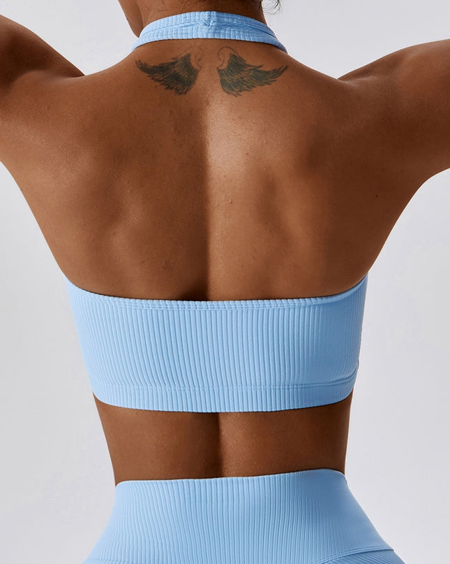 Halter Neck Sleeveless Cropped Tank Top