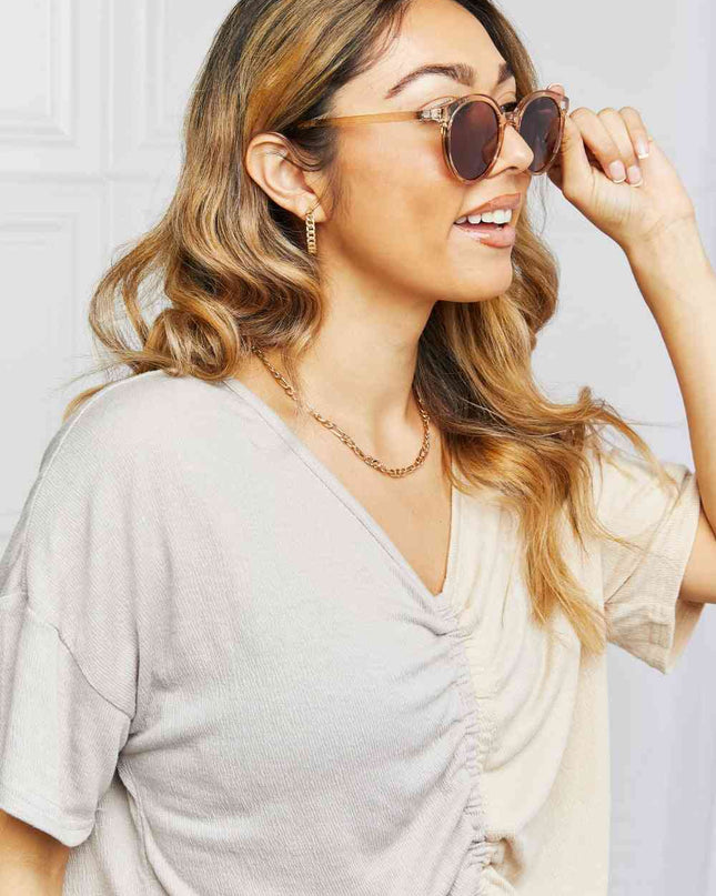 Round Full Rim Polycarbonate Frame Sunglasses