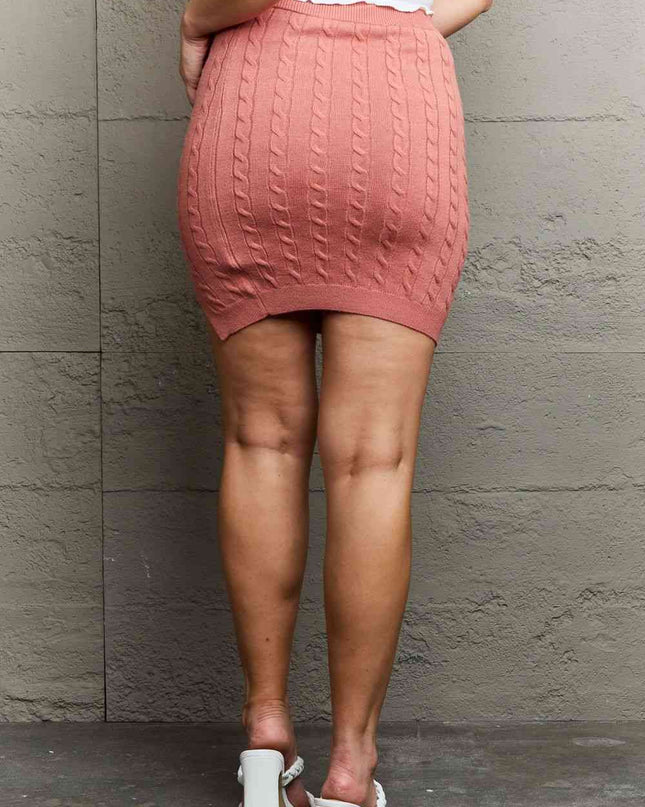 HIDDEN Cable-Knit Sweater Mini Skirt