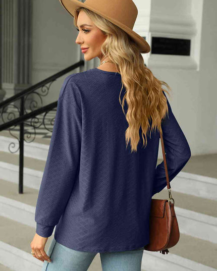 V-Neck Long Sleeve Blouse