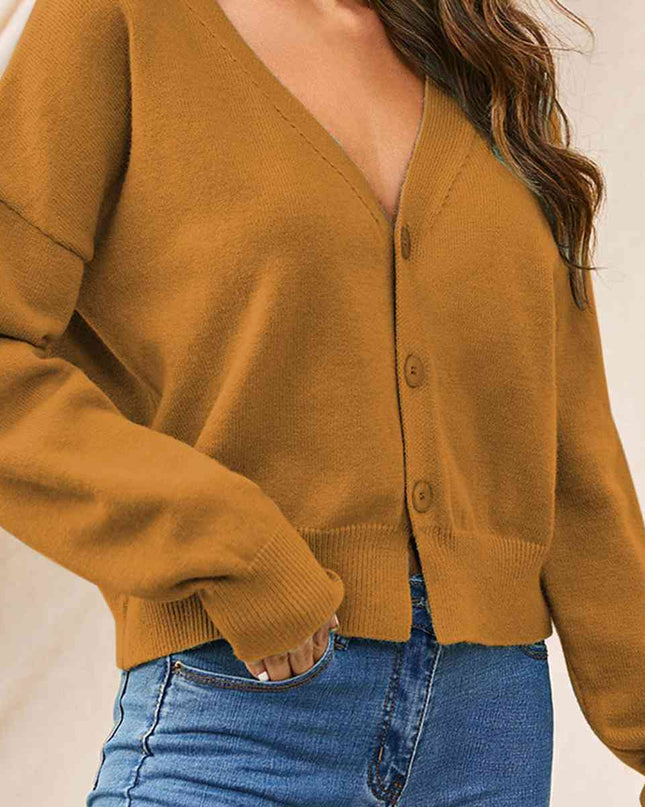 V-Neck Button Up Long Sleeve Cardigan