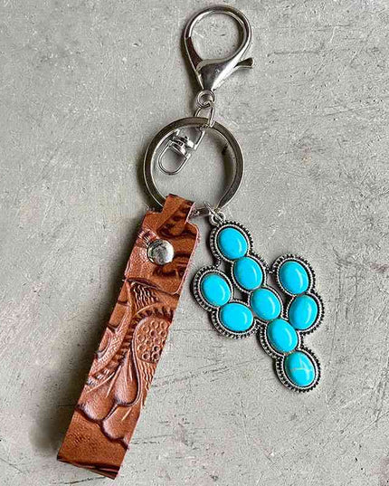 Turquoise Genuine Leather Key Chain