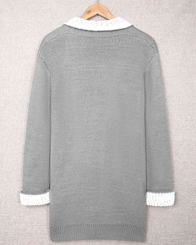 Open Front Pocketed Longline Cardigan