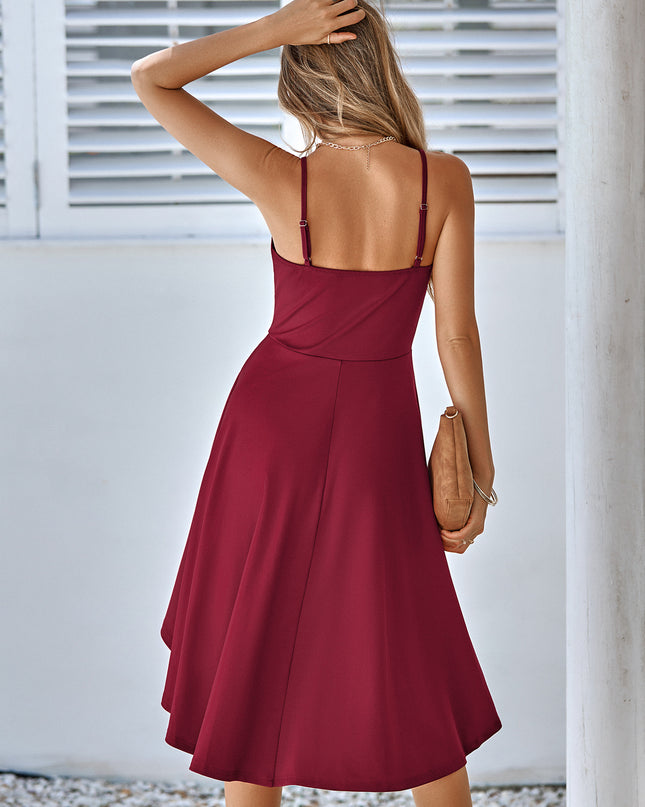 Spaghetti Strap Scoop Neck High-Low Dress