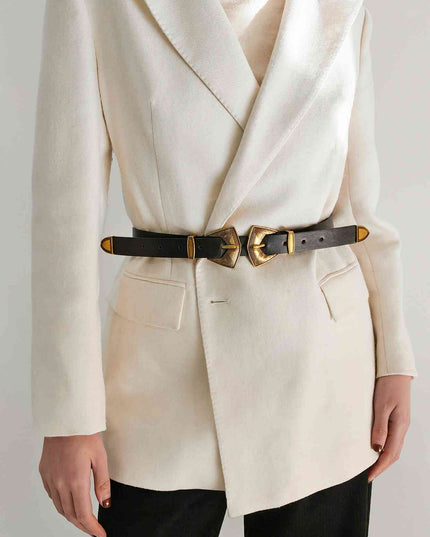 Double Buckle PU Leather Belt