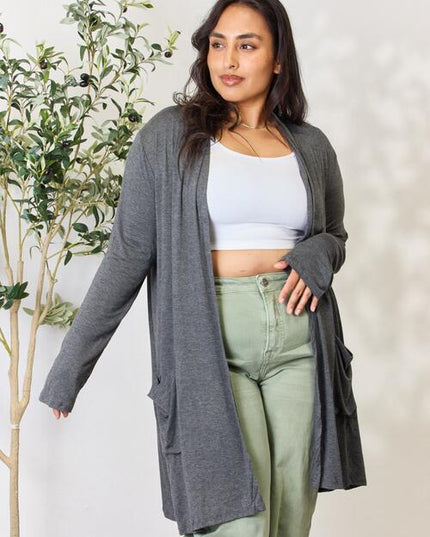Celeste Full Size Open Front Cardigan with Pockets