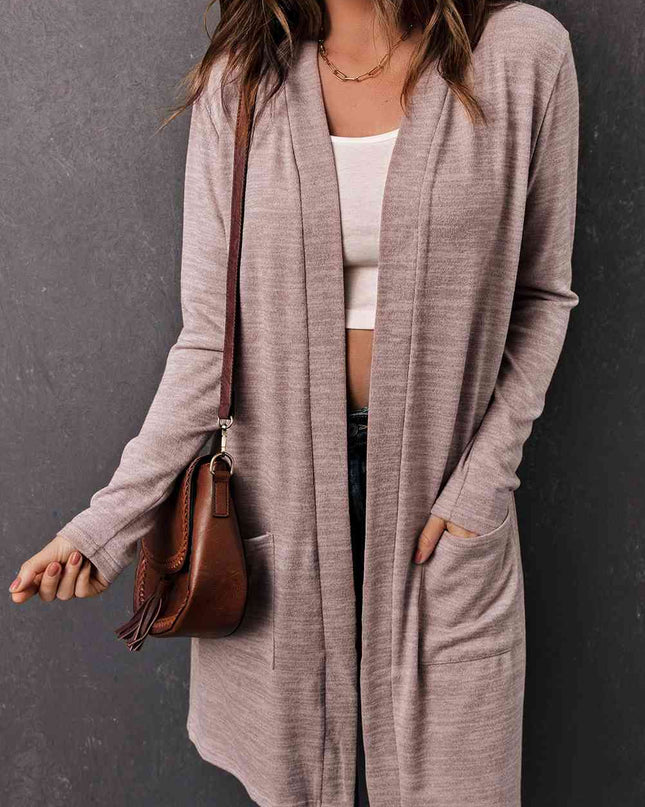 Long Sleeve Open Front Cardigan with Pocket