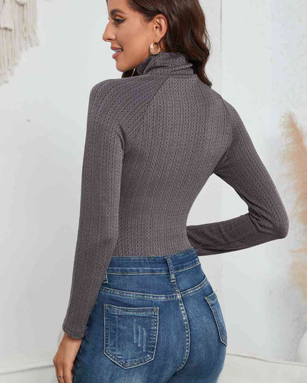 Cutout Mock Neck Long Sleeve Bodysuit