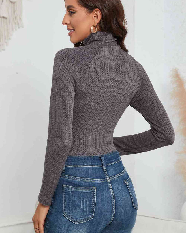 Cutout Mock Neck Long Sleeve Bodysuit