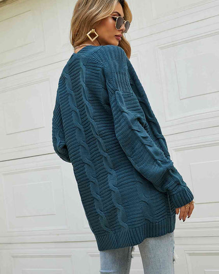 Open Front Dropped Shoulder Longline Cardigan