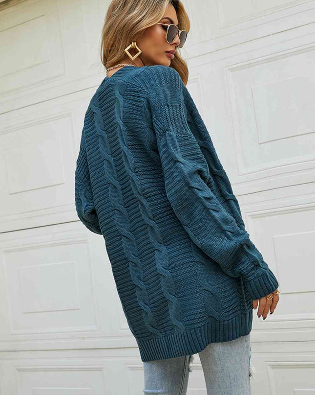 Open Front Dropped Shoulder Longline Cardigan
